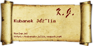 Kubanek Júlia névjegykártya
